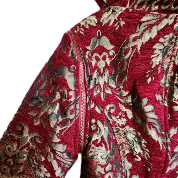 Devil Fashion Red Gold Brocade Renaissance Gothic Pirate Coat Costume Small - Picture 11 of 11